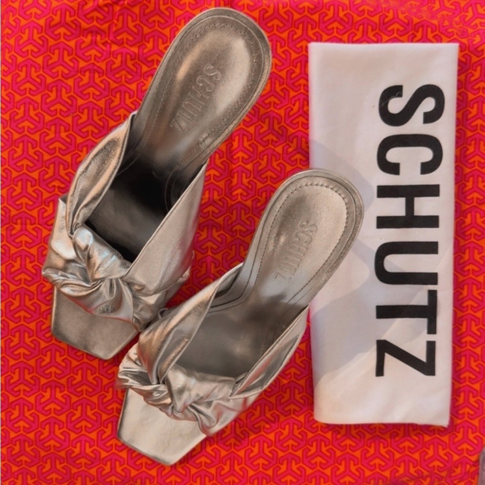 SCHUTZ Silver Knot Mules